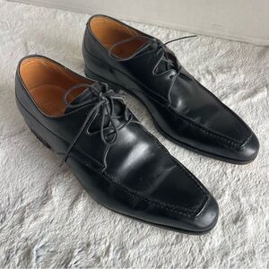 Gravati Shoes Mens 8.5 Black Italian Derby Leather Blucher Luxe ITALY